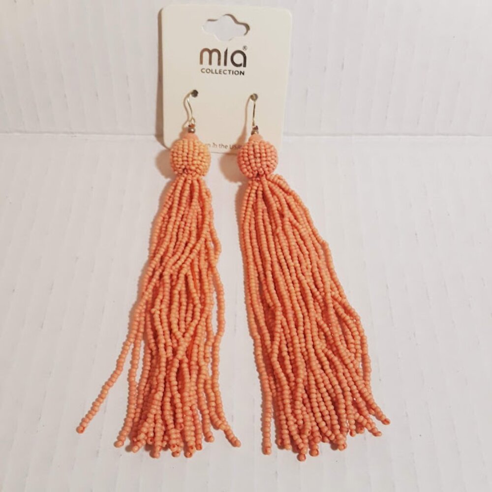 🛒3 for $15 Sale!! MIA Collection Red Orange Bead Tassel Drop Earrings